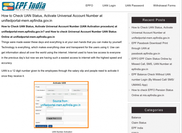EPFIndia.site - Website Review